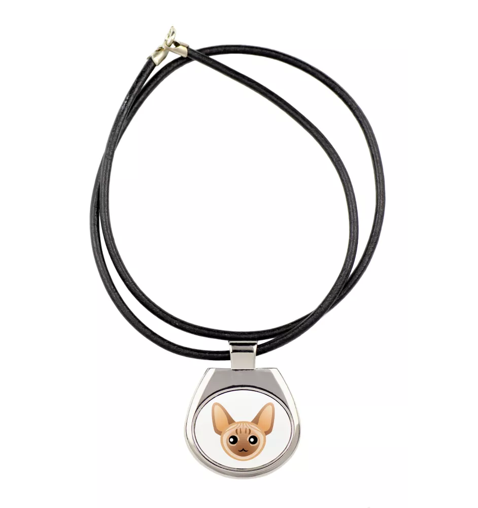 Devon Rex - collier pendentif avec une illustration sur une chaîne en cuir de la marque Art-Dog