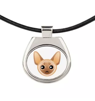 Devon Rex - collier pendentif avec une illustration sur une chaîne en cuir de la marque Art-Dog