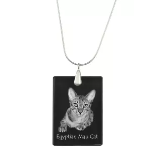 Egyptian Mau Cat - Crystal pendant with cat, silver necklace with photo, personalised pendant by Art-Dog brand