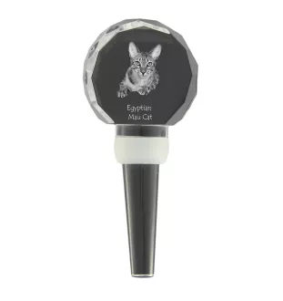 Egyptian Mau Cat - Crystal bottle stopper with cat, unique wine stopper with photo, personalised gift for sommelier by Art-Dog brand