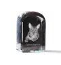 Egyptian Mau Cat - crystal cube with a photo, photo of a cat in crystal, cubic paperweight from Art-Dog brand