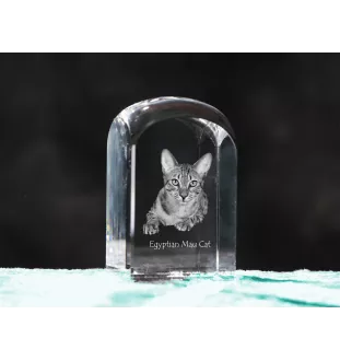 Chat Mau égyptien - un cube en cristal avec une photo, une photo de chat dans le cristal, un presse-papiers cubique de la marque Art-Dog