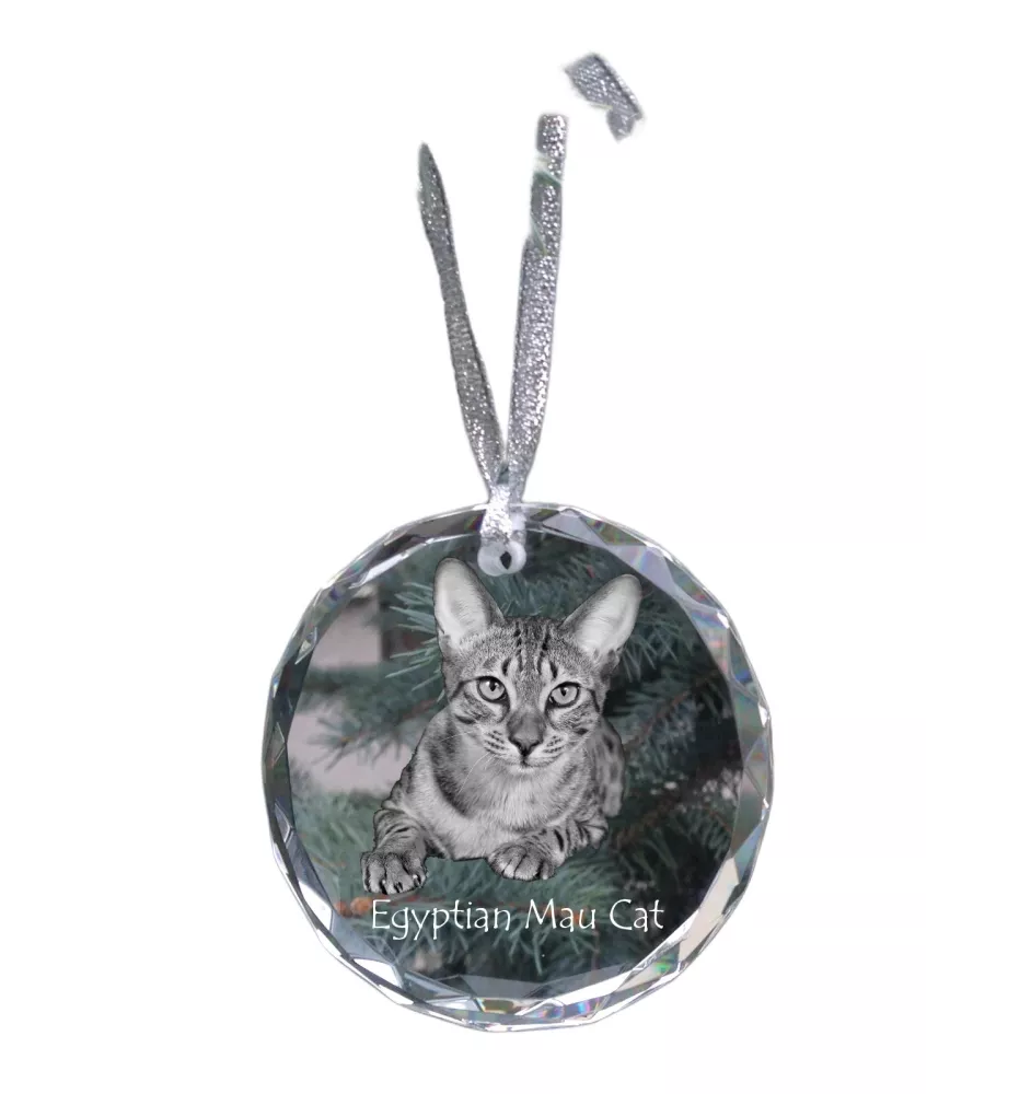 Ägyptische Mau Katze - Kristallkugel mit Foto, Katzenfoto im Kristall, personalisierter Weihnachtsbaumanhänger von Art-Dog.
