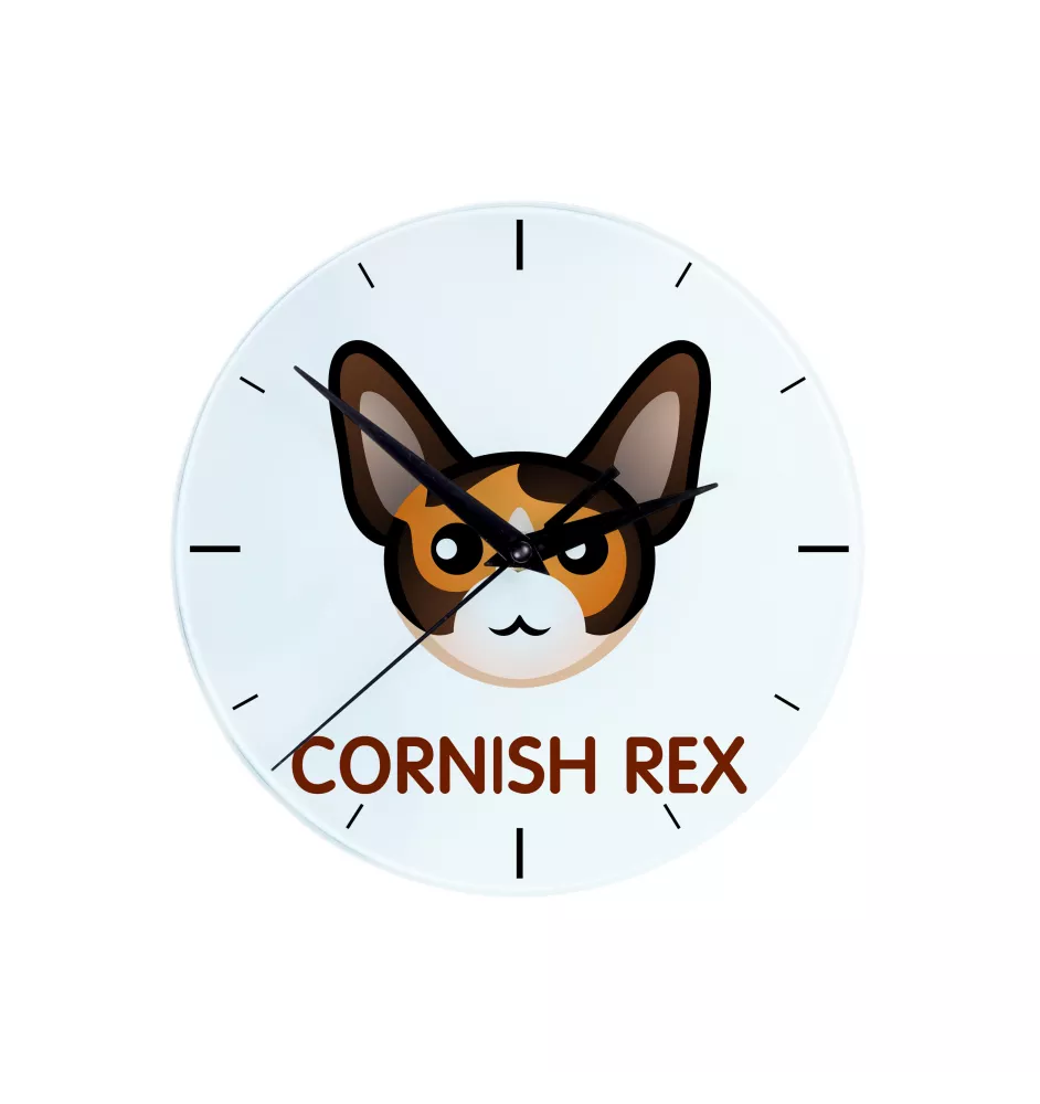Cornish Rex - horloge MDF avec graphisme et logo de la marque Art-Dog