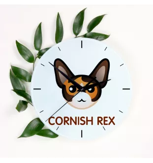 Cornish Rex - MDF clock with graphics and the Art-Dog brand name