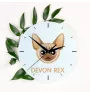 Devon Rex - horloge MDF avec graphisme et logo de la marque Art-Dog