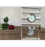 Ägyptische Mau Katze - Glasuhr mit Foto, Katzenfoto im Kristall, personalisierte Standuhr für das Büro der Marke Art-Dog