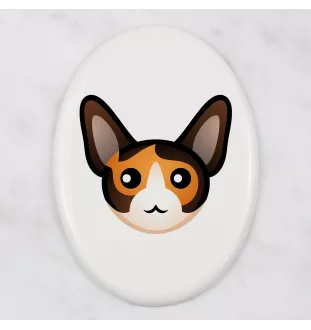 Cornish Rex - une plaque funéraire en céramique avec une illustration et un texte de la marque Art-Dog