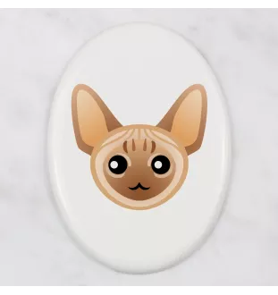 Devon Rex - ceramic tombstone plaque with graphics and inscription by Art-Dog brand