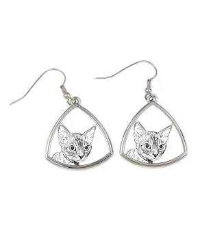 Devon Rex - boucles d'oreilles avec un chat, boucles d'oreilles pendantes avec une image, bijoux personnalisés avec l'impression de la marque Art-Dog