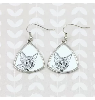 Devon Rex - boucles d'oreilles avec un chat, boucles d'oreilles pendantes avec une image, bijoux personnalisés avec l'impression de la marque Art-Dog