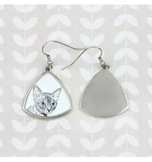 Devon Rex - boucles d'oreilles avec un chat, boucles d'oreilles pendantes avec une image, bijoux personnalisés avec l'impression de la marque Art-Dog
