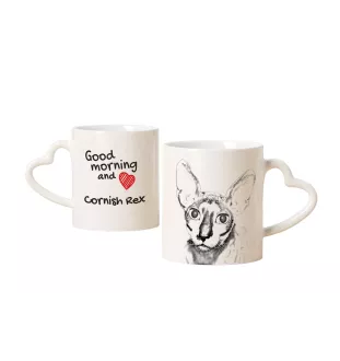 Cornisch Rex Tasse mit Katze, entzückende Tasse mit herzförmigem Henkel, universelles Geschenk der Marke Art-Dog