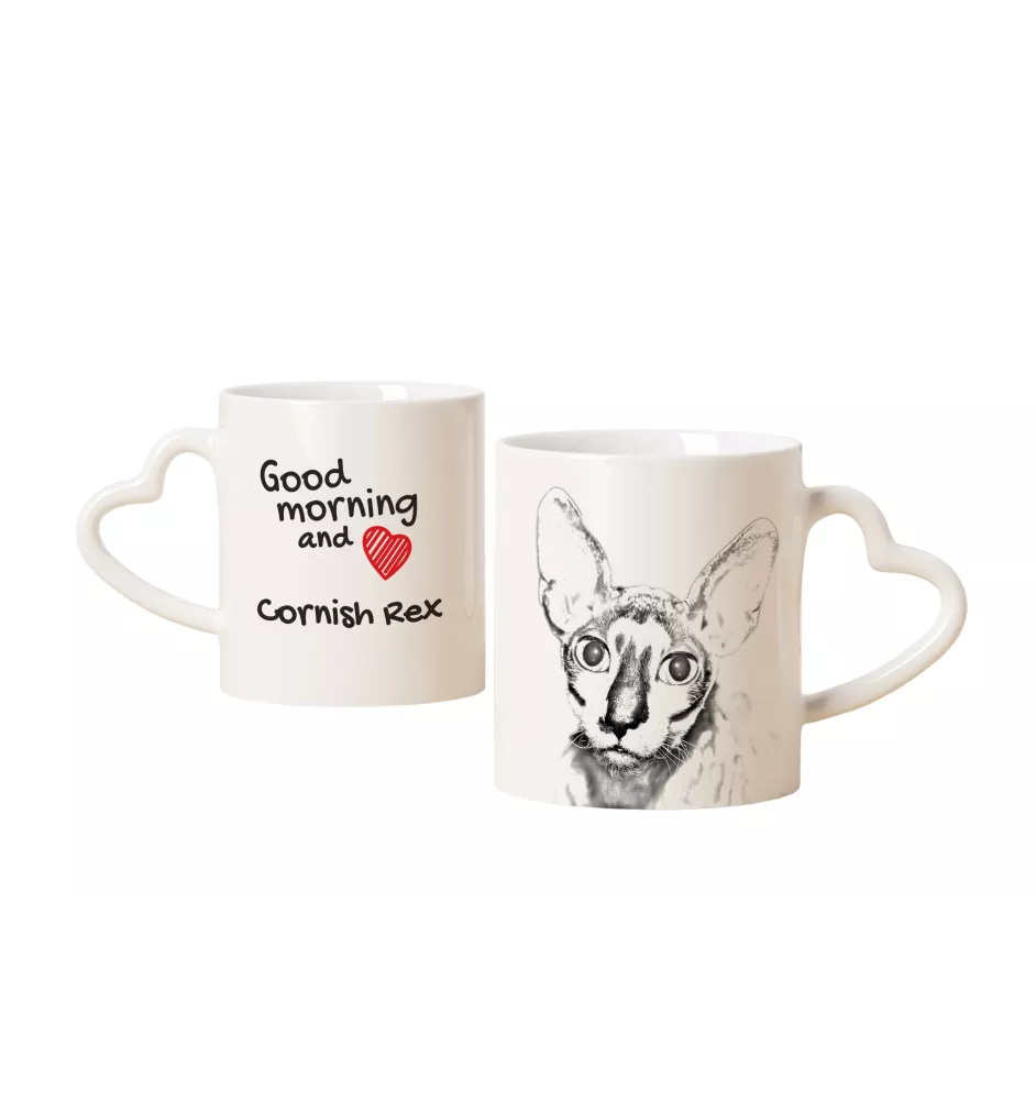 Cornish Rex - tasse avec un chat, une tasse adorable avec une anse en forme de cœur, un cadeau universel de la marque Art-Dog