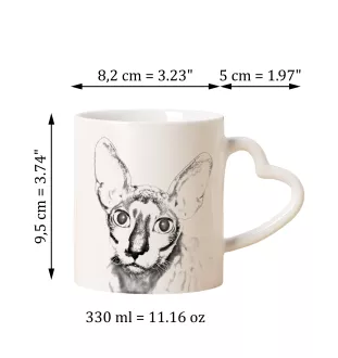 Cornish Rex - cat mug, adorable heart-shaped handle mug, universal gift from Art-Dog brand
