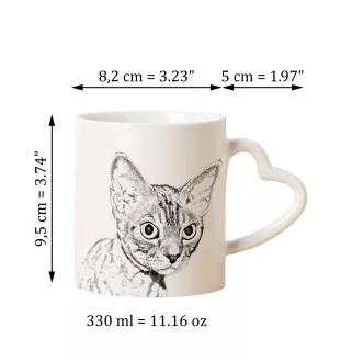 Devon Rex - tasse avec un chat, une tasse adorable avec une anse en forme de cœur, un cadeau universel de la marque Art-Dog