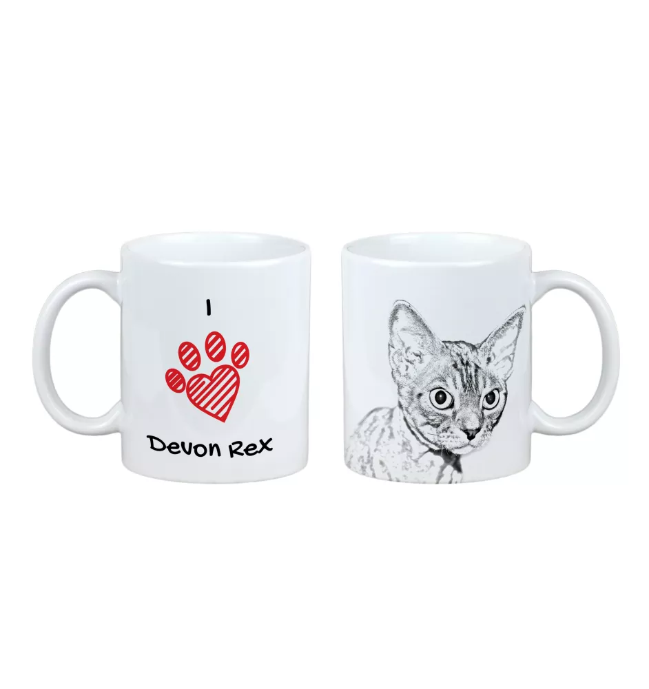 Devon Rex - cup with a cat, cute cup with graphics, a gift with your photo from the Art-Dog brand