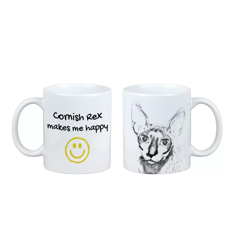 Cornisch Rex - Tasse mit Katze, fröhliche Tasse für Hundefreunde, personalisiertes Geschenk der Marke Art-Dog