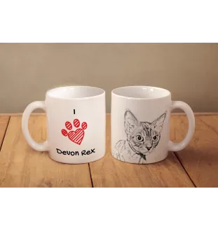 Devon Rex - tasse avec un chat, une tasse adorable avec une illustration, un cadeau avec votre photo de la marque Art-Dog