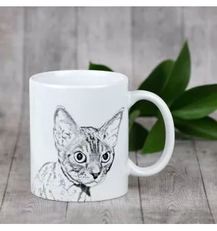 Devon Rex - cat mug, cheerful mug for a dog lover, personalized gift from the Art-Dog brand