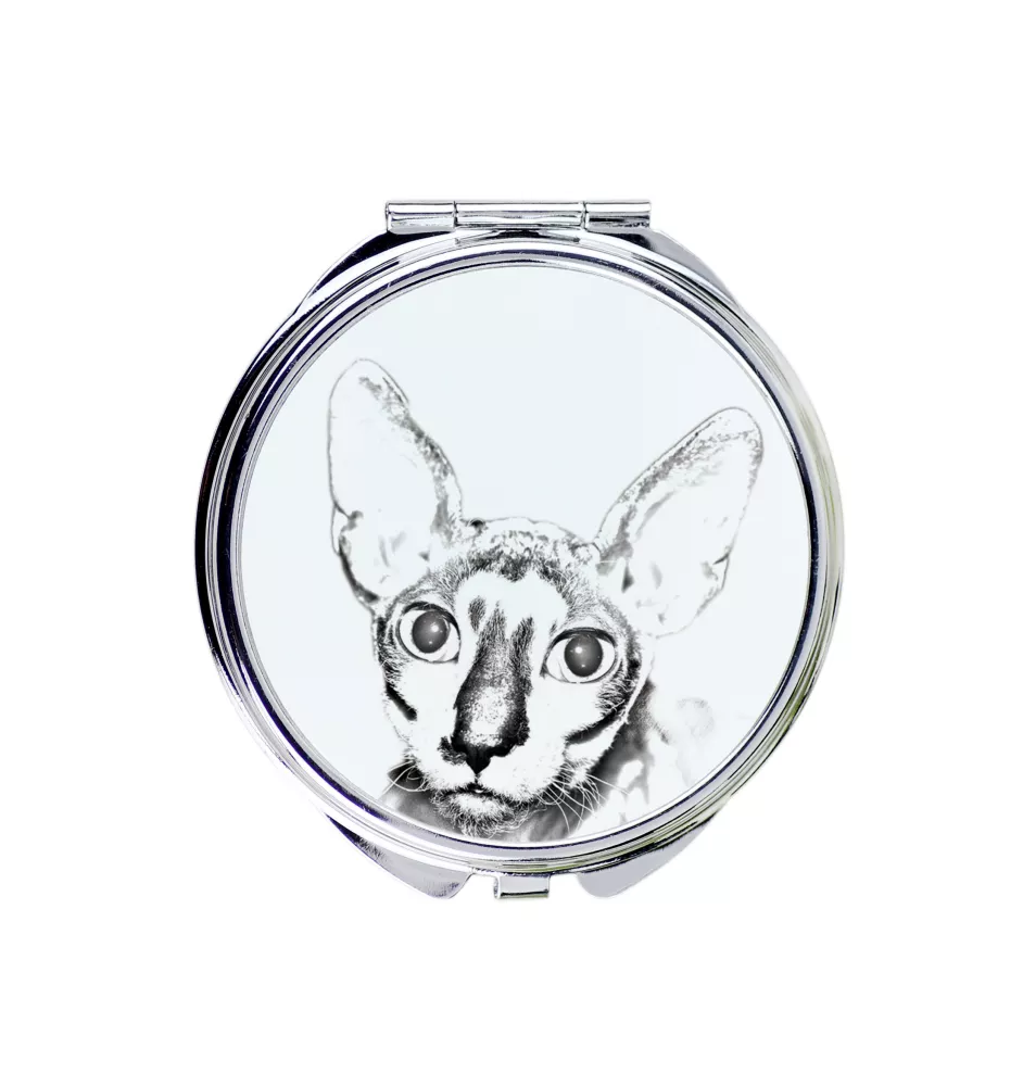 Cornish Rex - miroir de poche avec un chat, miroir personnalisé pour sac à main, miroir compact avec impression de la marque Art-Dog
