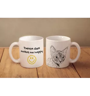 Devon Rex - cat mug, cheerful mug for a dog lover, personalized gift from the Art-Dog brand