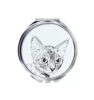 Devon Rex - miroir de poche avec un chat, miroir personnalisé pour sac à main, miroir compact avec impression de la marque Art-Dog