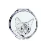 Devon Rex - pocket mirror with a cat, personalized mirror for a purse, compact mirror with Art-Dog brand print