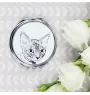 Devon Rex - miroir de poche avec un chat, miroir personnalisé pour sac à main, miroir compact avec impression de la marque Art-Dog