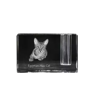 Chat Mau égyptien - Porte-stylos, organiseur en cristal avec photo de chat, décoration de bureau unique par la marque Art-Dog