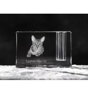 Chat Mau égyptien - Porte-stylos, organiseur en cristal avec photo de chat, décoration de bureau unique par la marque Art-Dog