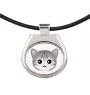 Chat Mau égyptien - collier pendentif avec une illustration sur une chaîne en cuir de la marque Art-Dog
