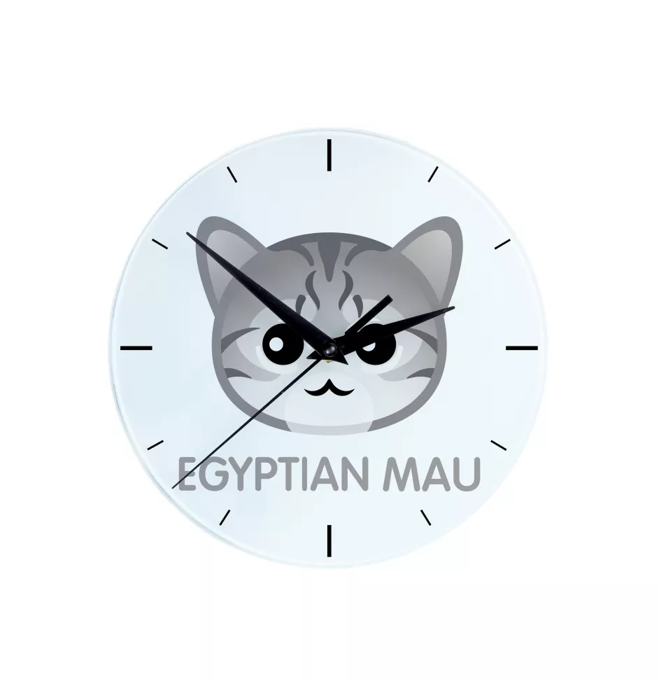 Chat Mau égyptien - horloge MDF avec graphisme et logo de la marque Art-Dog