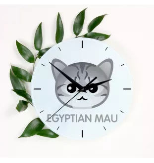 Ägyptische Mau Katze - MDF-Uhr mit Grafik und Logo der Marke Art-Dog