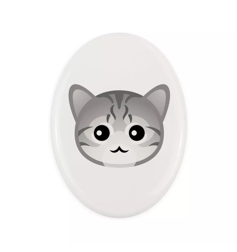 Chat Mau égyptien - une plaque funéraire en céramique avec une illustration et un texte de la marque Art-Dog