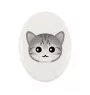 Chat Mau égyptien - une plaque funéraire en céramique avec une illustration et un texte de la marque Art-Dog