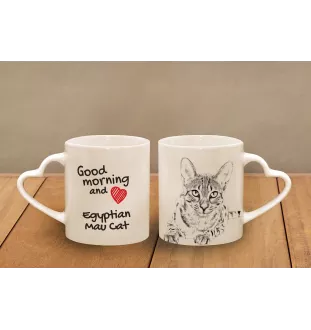 Ägyptische Mau Katze Tasse mit Katze, entzückende Tasse mit herzförmigem Henkel, universelles Geschenk der Marke Art-Dog