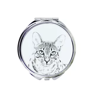 Ägyptische Mau Katze - Taschenspiegel mit Katze, personalisierter Taschenspiegel, kompakter Spiegel mit Art-Dog-Logo