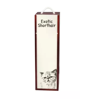 Exotique à poil court - boîte à vin avec un chat, boîte à alcool avec une illustration, boîte personnalisée pour cadeau de la marque Art-Dog