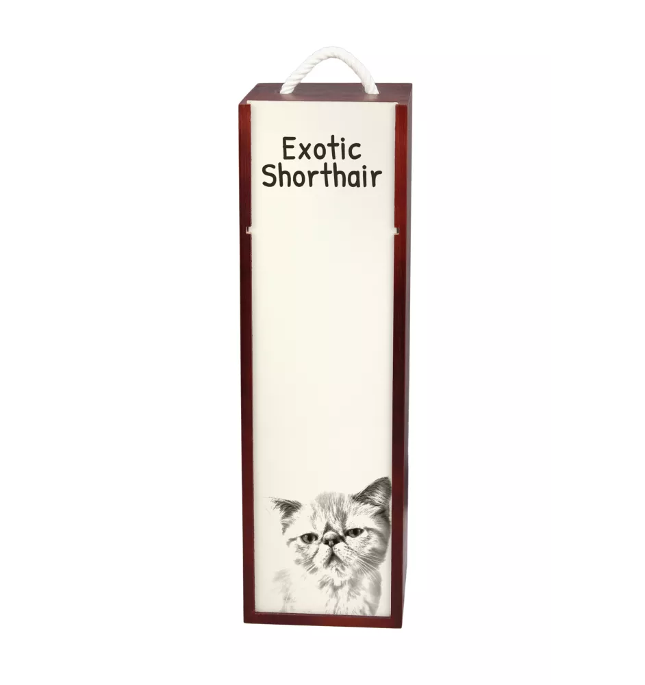 Exotic Shorthair - wine box with a cat, alcohol box with graphics, personalized gift box from the Art-Dog brand