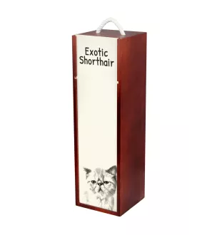 Exotique à poil court - boîte à vin avec un chat, boîte à alcool avec une illustration, boîte personnalisée pour cadeau de la marque Art-Dog