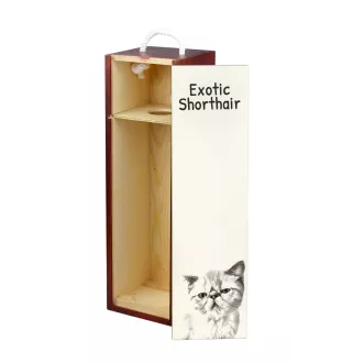 Exotique à poil court - boîte à vin avec un chat, boîte à alcool avec une illustration, boîte personnalisée pour cadeau de la marque Art-Dog