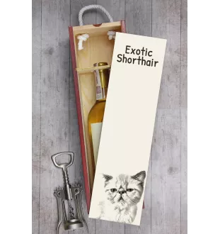 Exotique à poil court - boîte à vin avec un chat, boîte à alcool avec une illustration, boîte personnalisée pour cadeau de la marque Art-Dog