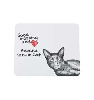 Havana brown Cat - mouse pad with print, personalized cat pad, unique gadget for an office worker from the Art-Dog brand