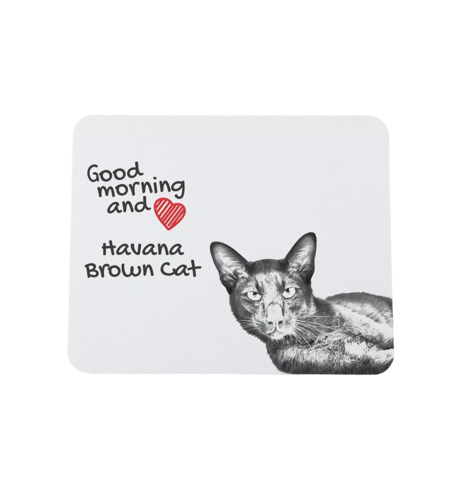 Havana brown Cat - mouse pad with print, personalized cat pad, unique gadget for an office worker from the Art-Dog brand