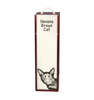 Chat Havana brown - boîte à vin avec un chat, boîte à alcool avec une illustration, boîte personnalisée pour cadeau de la marque Art-Dog