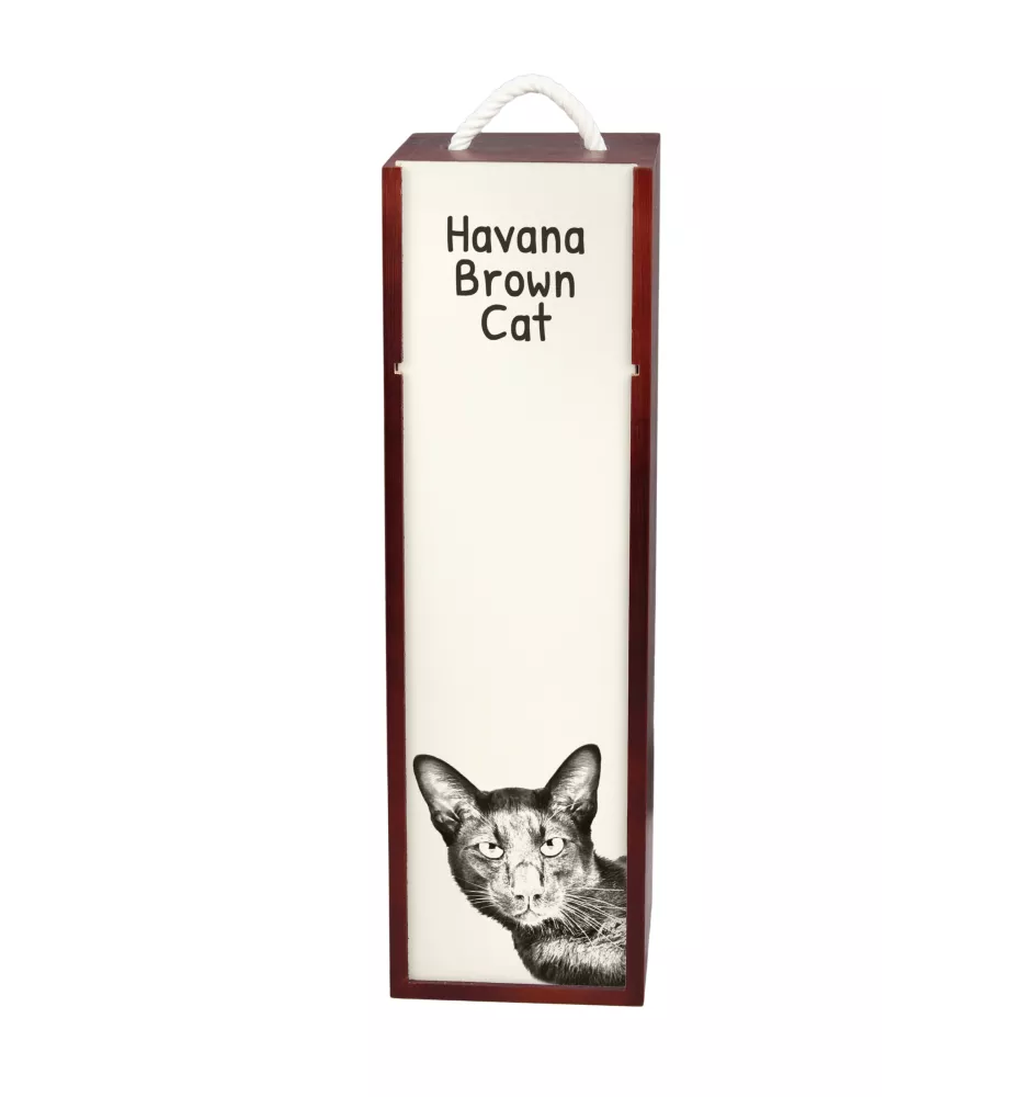 Chat Havana brown - boîte à vin avec un chat, boîte à alcool avec une illustration, boîte personnalisée pour cadeau de la marque Art-Dog