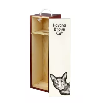 Chat Havana brown - boîte à vin avec un chat, boîte à alcool avec une illustration, boîte personnalisée pour cadeau de la marque Art-Dog