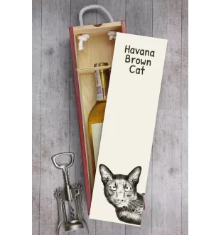 Chat Havana brown - boîte à vin avec un chat, boîte à alcool avec une illustration, boîte personnalisée pour cadeau de la marque Art-Dog
