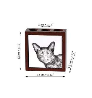 Havana brown Cat - pen holder with a cat, desk organizer with a print, personalized desk decoration by Art-Dog brand